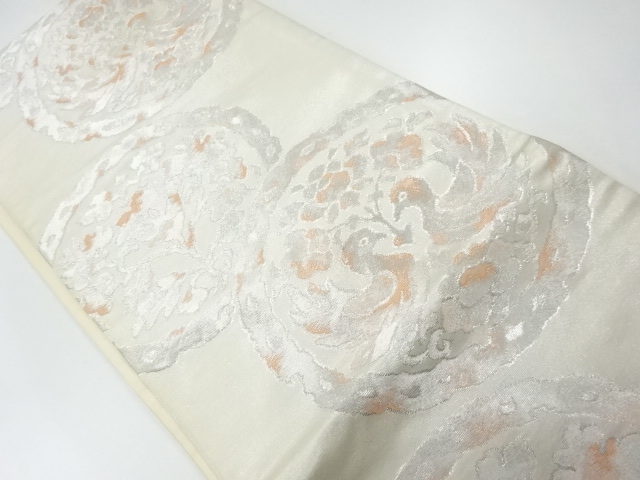 JAPANESE KIMONO / ANTIQUE FUKURO OBI / SILK / WOVEN FLOWER & BIRD